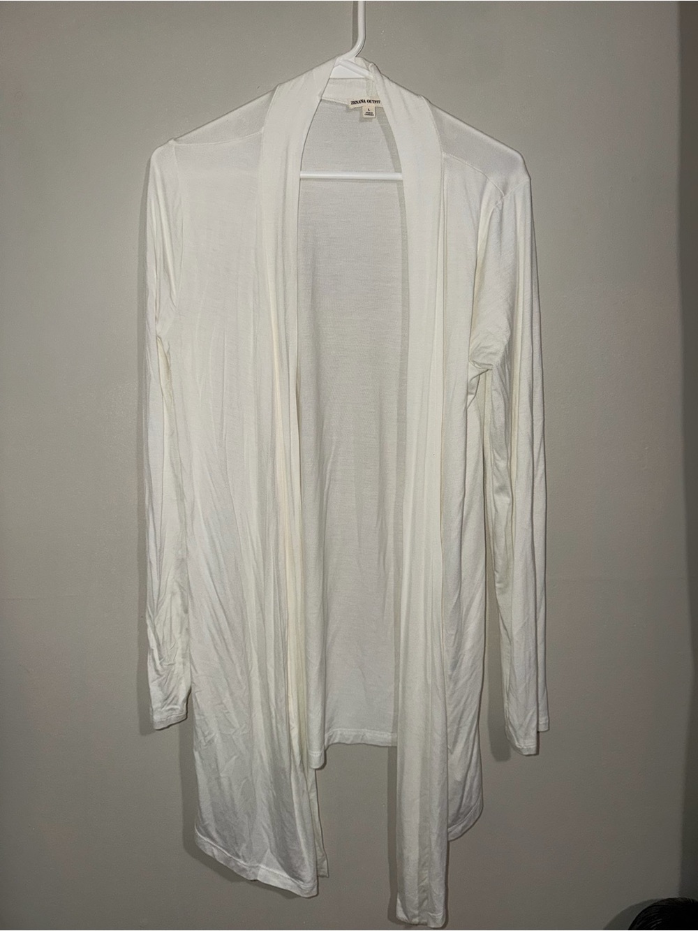 Zenana Outfitters Ivory Longline Open Front Cardigan – Size L